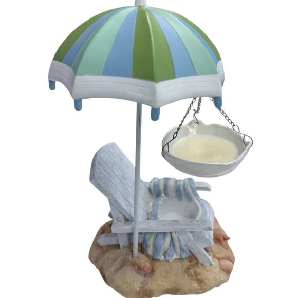 Yankee Candle Blue Green Stripe Beach Umbrella Chair Hanging Tart Burner Warmer‎ - Picture 2 of 7